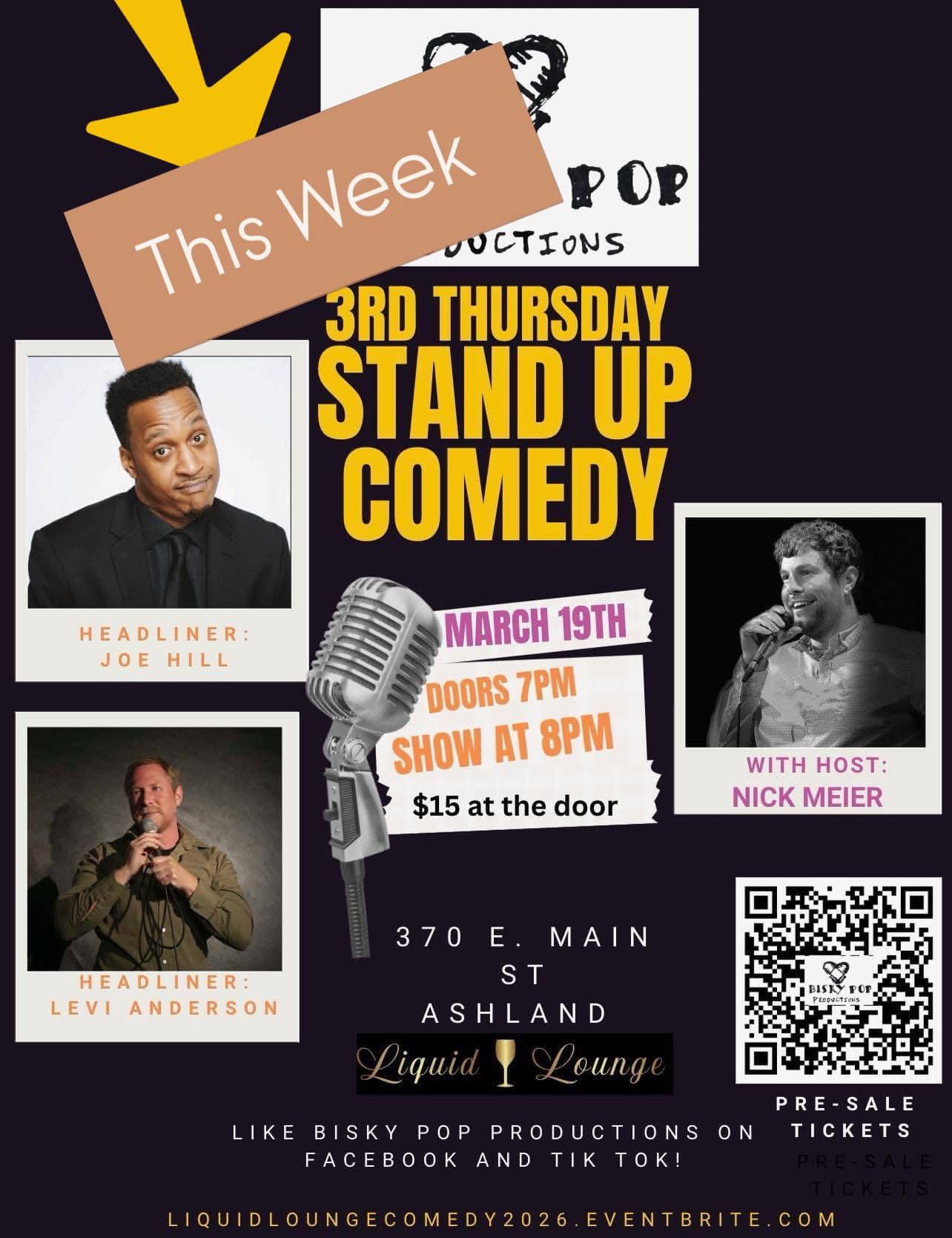 comedy night Thursday, March 19th at Liquid Lounge